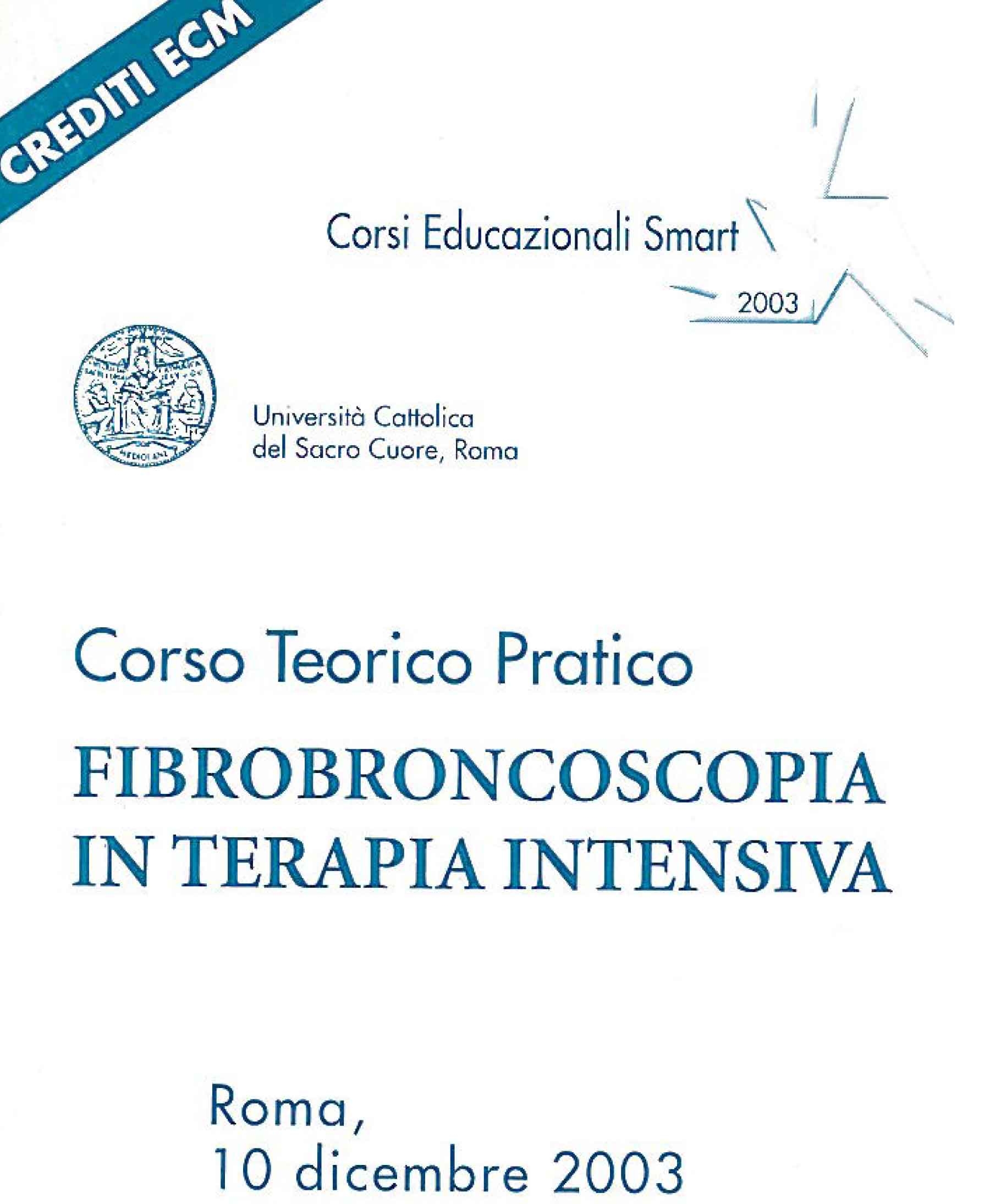 Corso Teorico Pratico Fibrobroncoscopia in terapia intensiva
